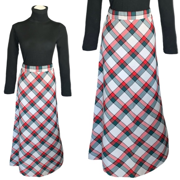 v i n t a g e :: Mod Preppy Plaid Thick Maxi Skirt Classy Tartan - Picture 5 of 13